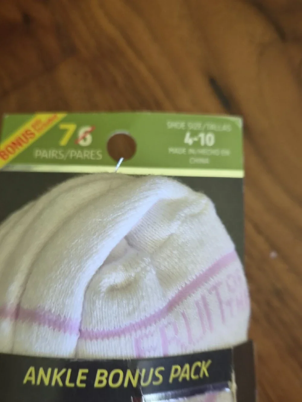 Fruit of the Loom White Ankle Athletic Socks with Pink & Blue Accents - 7 Pack